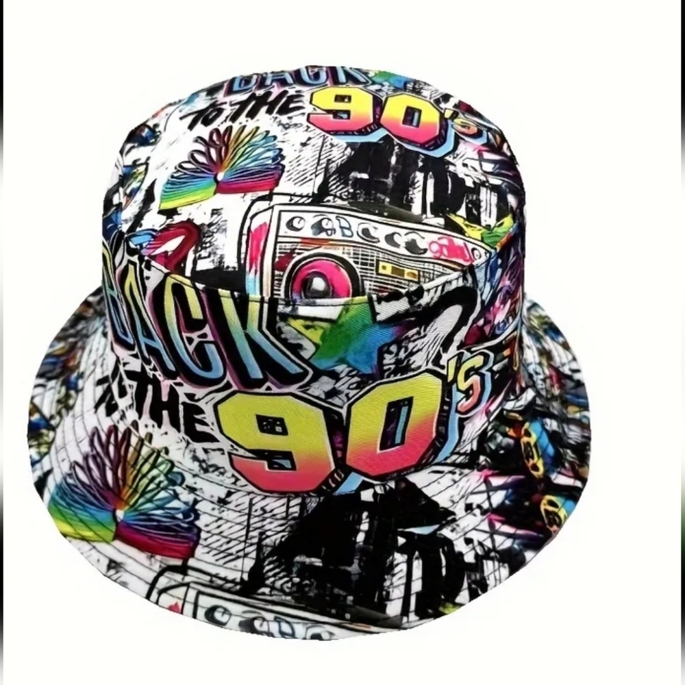 Colorful 'Back to the 90's' Bucket Hat Unisex 22"/23"